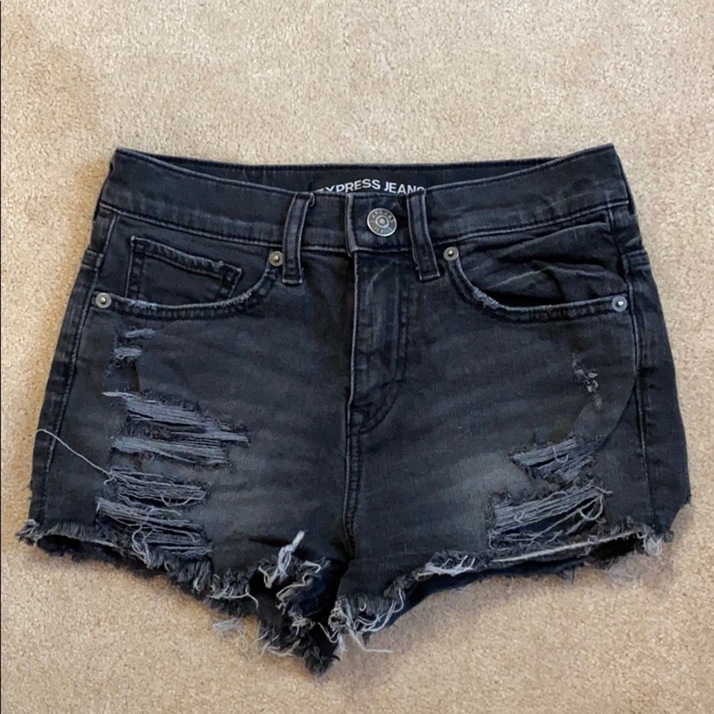 Express Distressed High Waisted Shorts